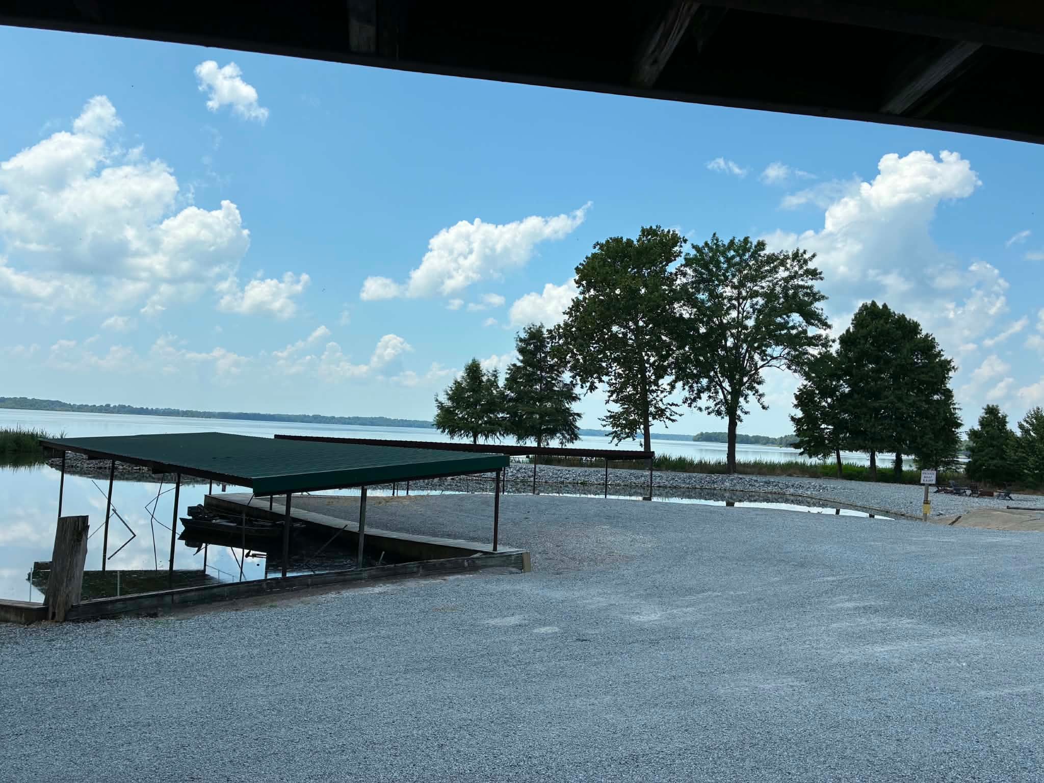 Covered boat dock and Reelfoot Lake view