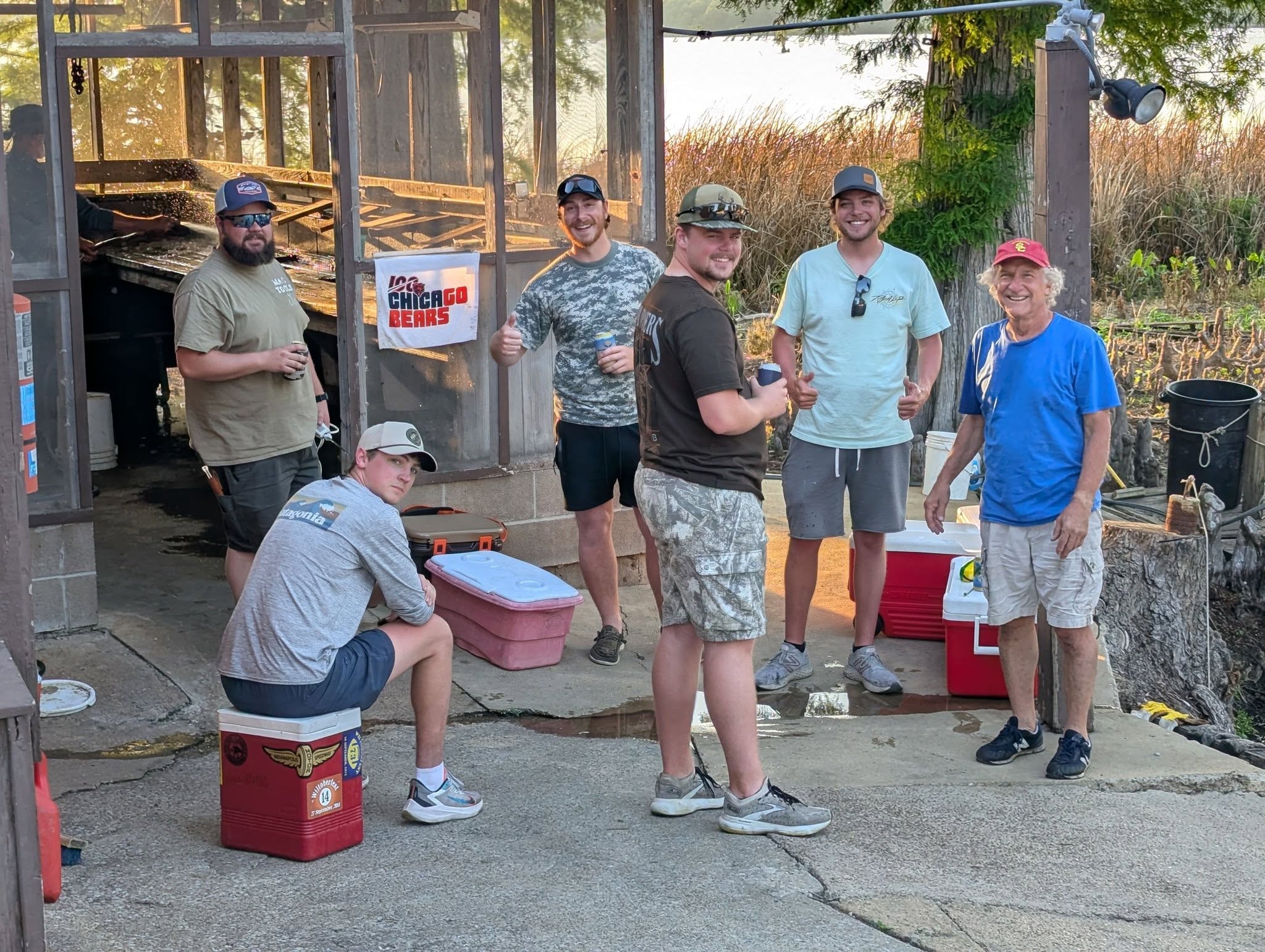 Group of friends after a day of fishing