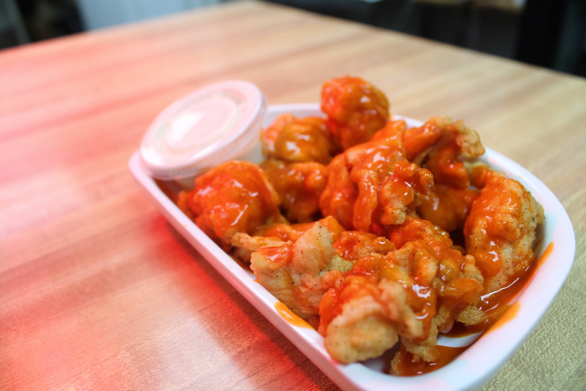 Buffalo shrimp with ranch dipping sauce at The Boat House Restaurant