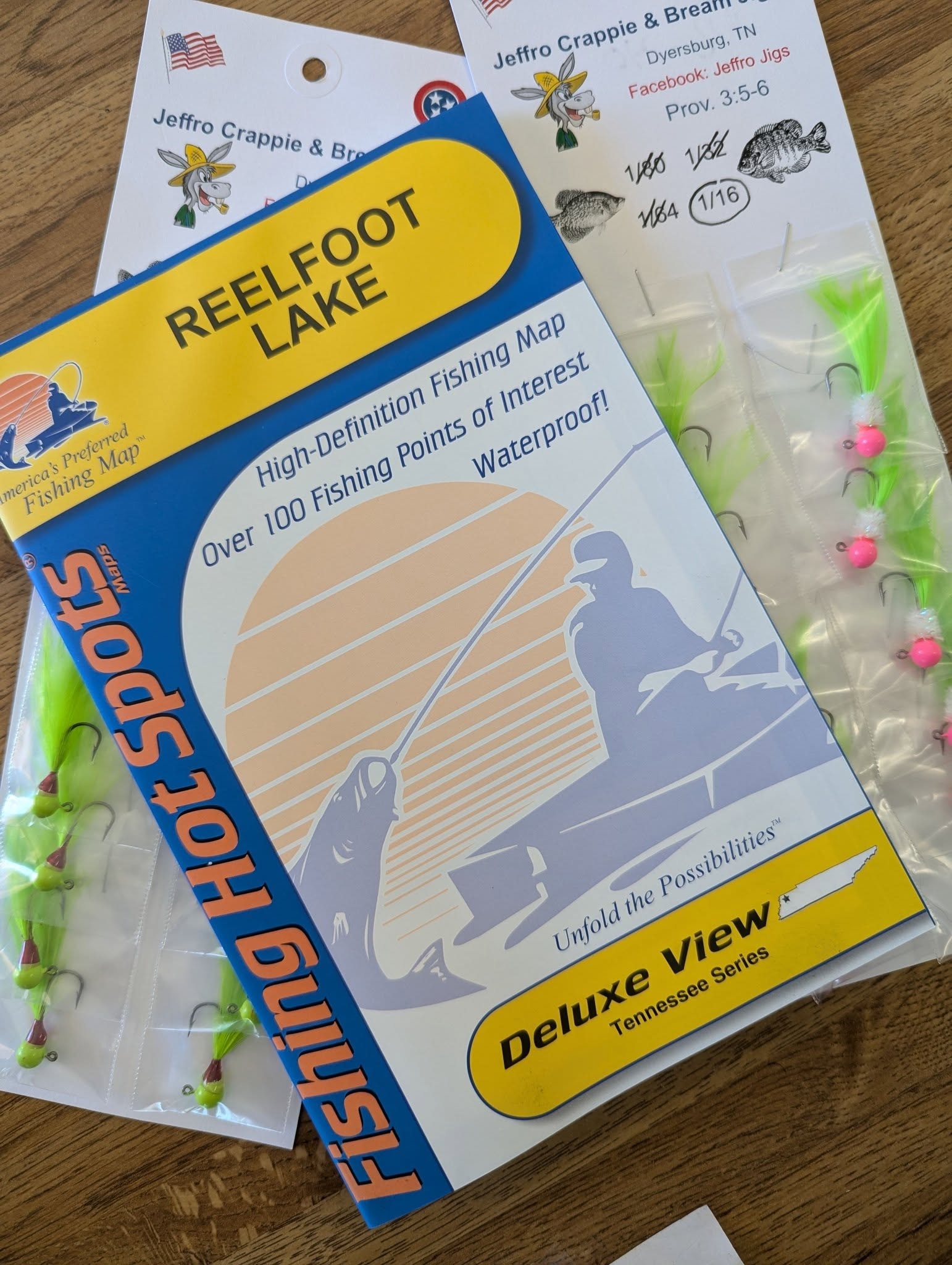Jeffro jigs with Reelfoot Lake map